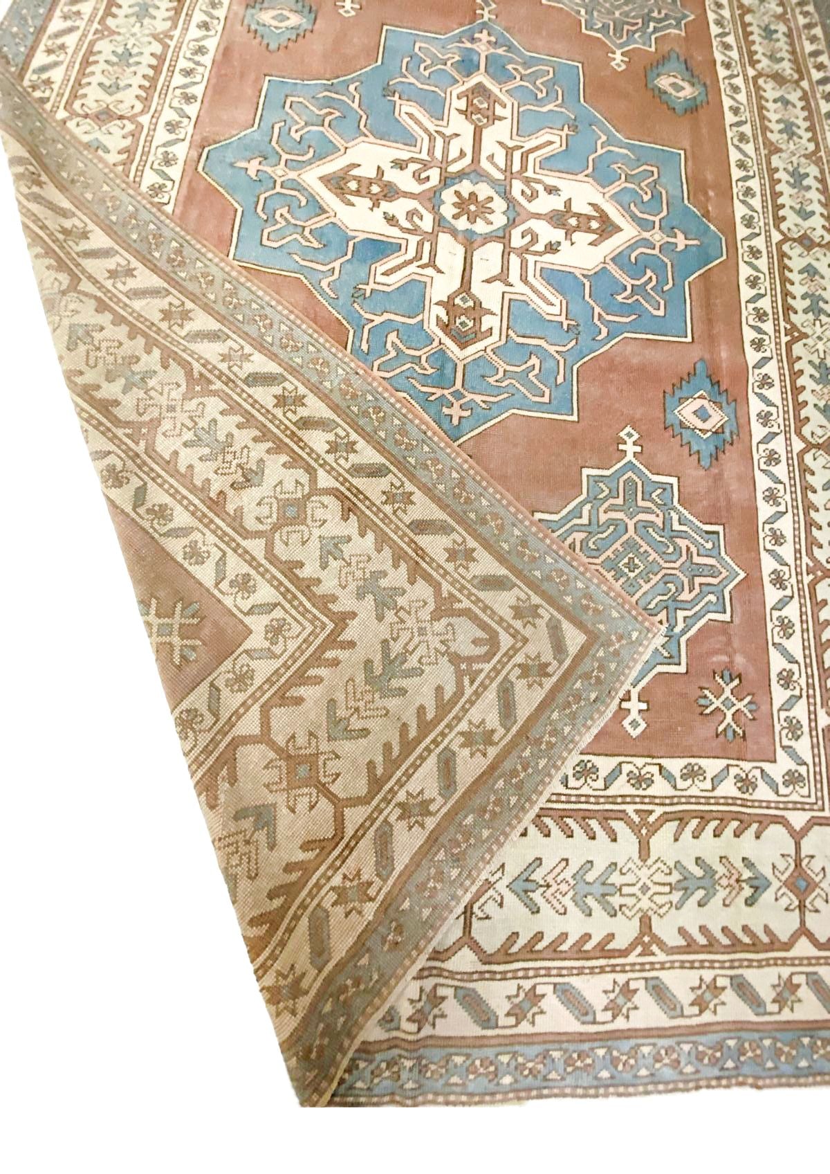 8x11 Blue and Brown Turkish Tribal Rug