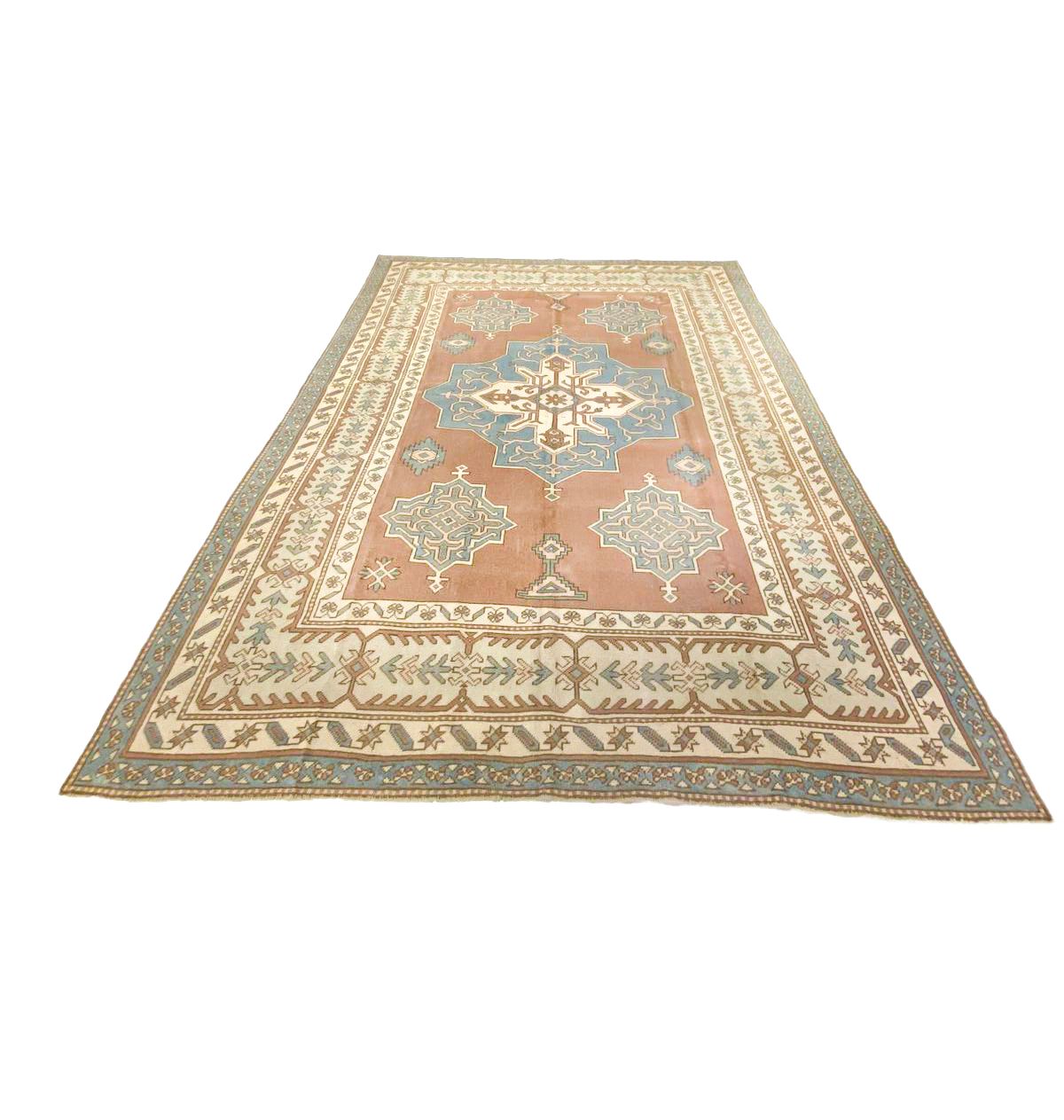 8x11 Blue and Brown Turkish Tribal Rug