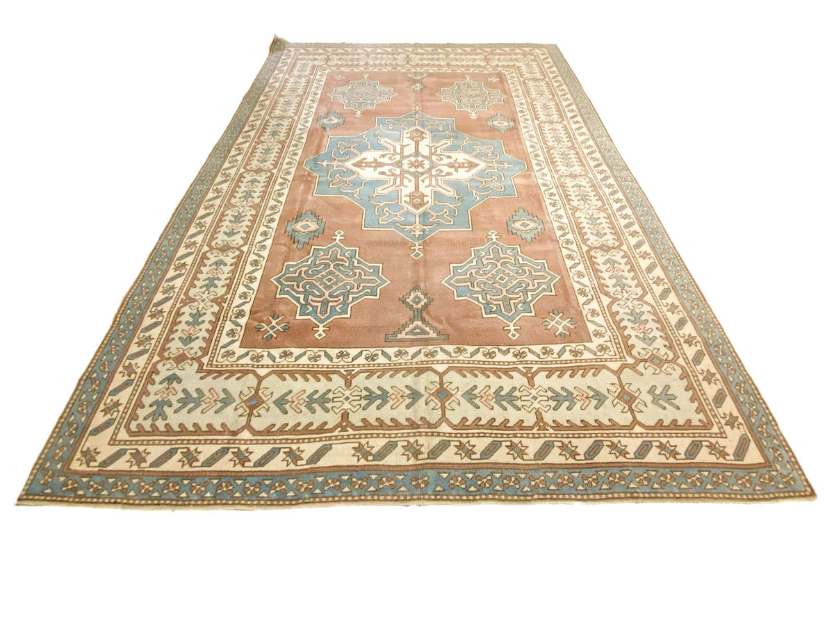 8x11 Blue and Brown Turkish Tribal Rug