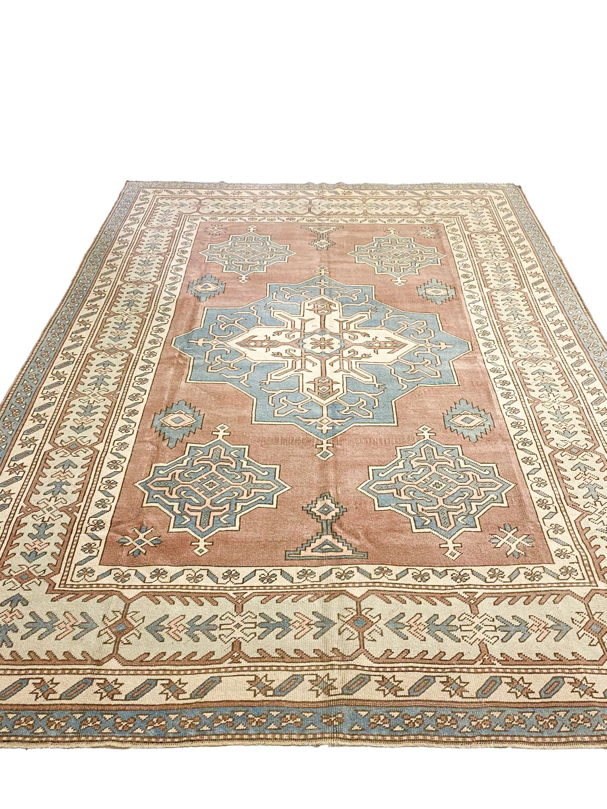 8x11 Blue and Brown Turkish Tribal Rug