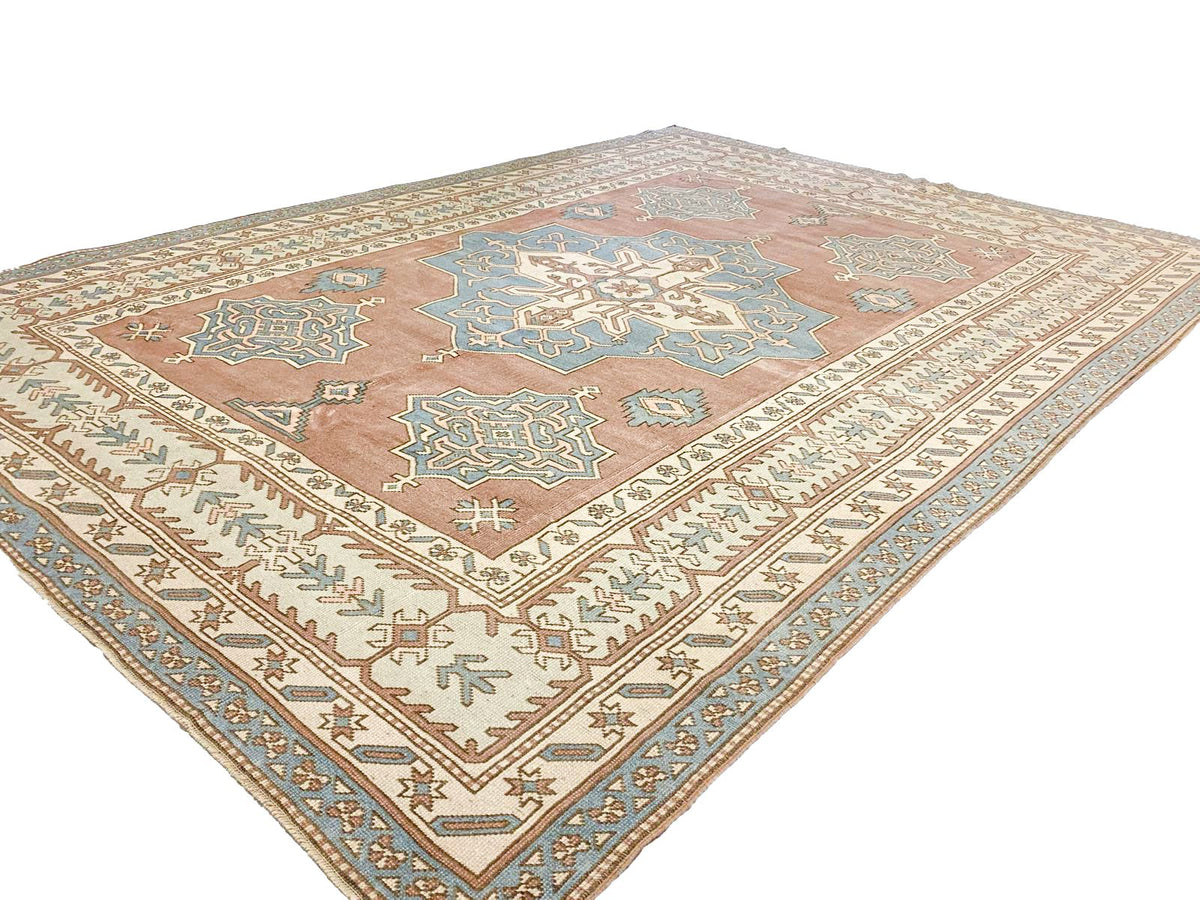 8x11 Blue and Brown Turkish Tribal Rug