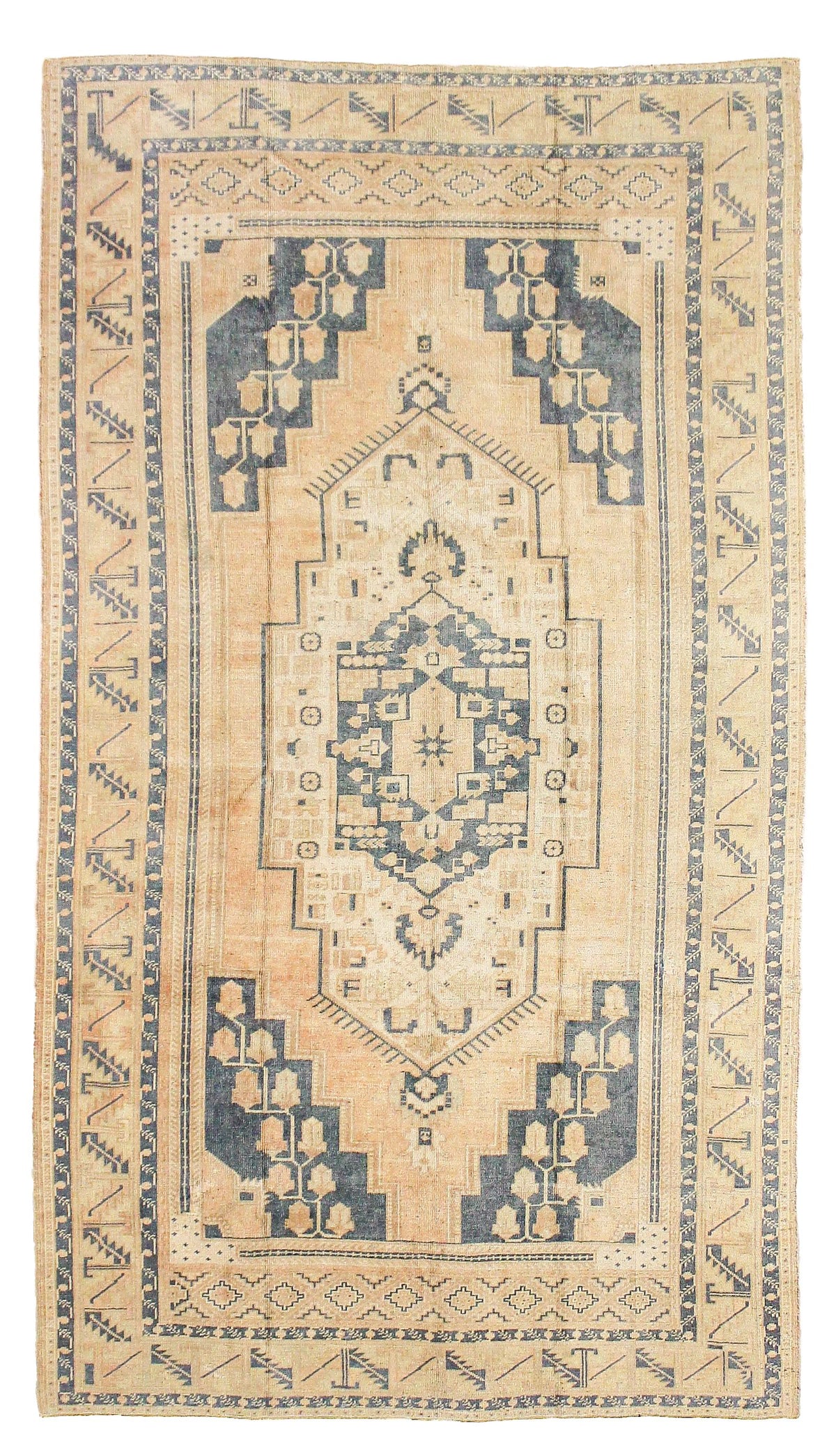 6x10 Blue and Beige  Turkish Tribal Rug
