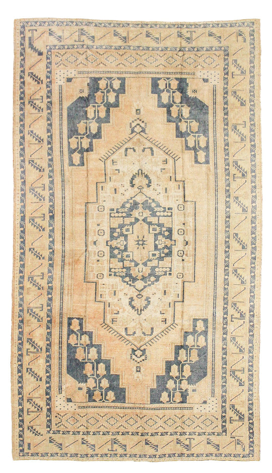 6x10 Blue and Beige  Turkish Tribal Rug