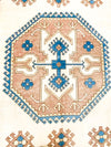 8x12 Ivory and Blue Turkish Tribal Rug