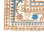8x12 Ivory and Blue Turkish Tribal Rug
