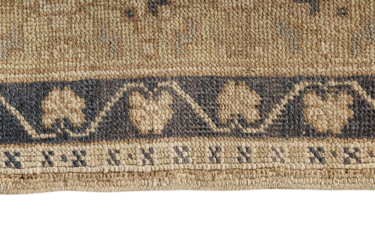 7x11 Ivory and Blue Turkish Tribal Rug