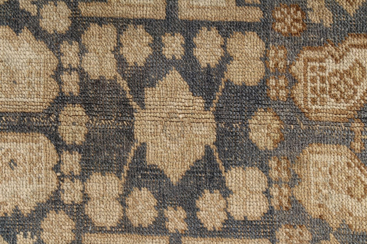 7x11 Ivory and Blue Turkish Tribal Rug