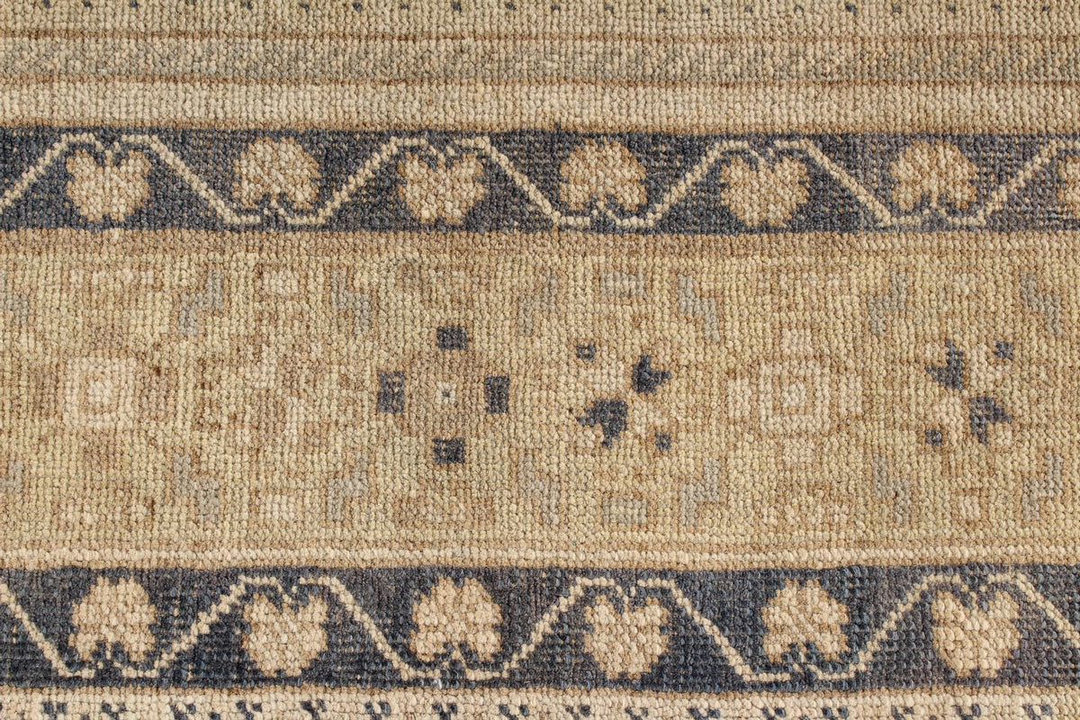 7x11 Ivory and Blue Turkish Tribal Rug
