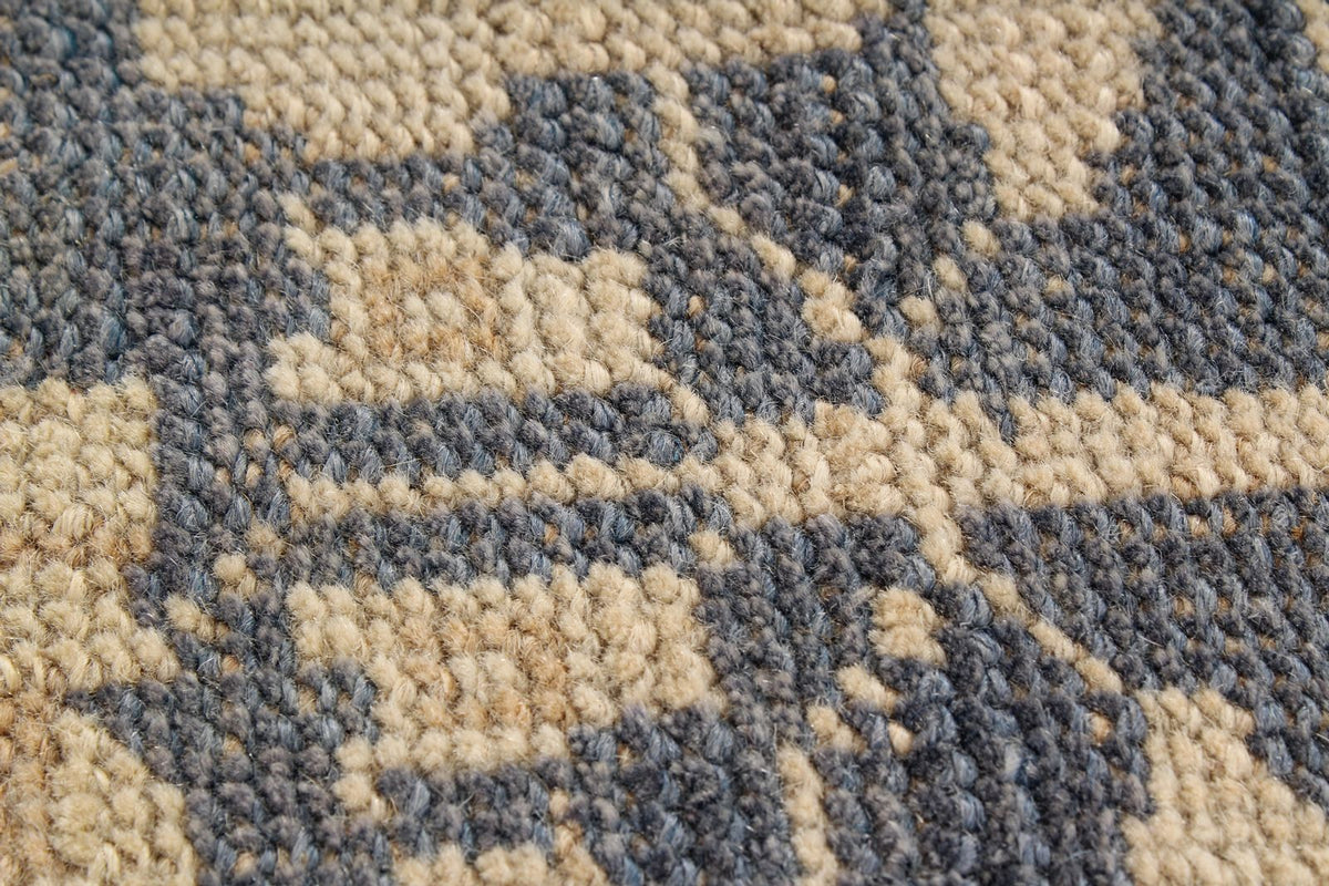 7x11 Ivory and Blue Turkish Tribal Rug