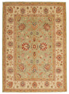 6x8 Green and Ivory Turkish Oushak Rug