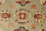 6x8 Green and Ivory Turkish Oushak Rug