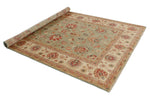 6x8 Green and Ivory Turkish Oushak Rug