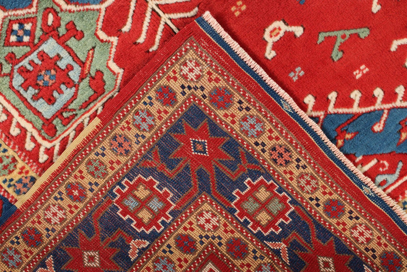 4x5 Red and Navy Turkish Tribal Rug