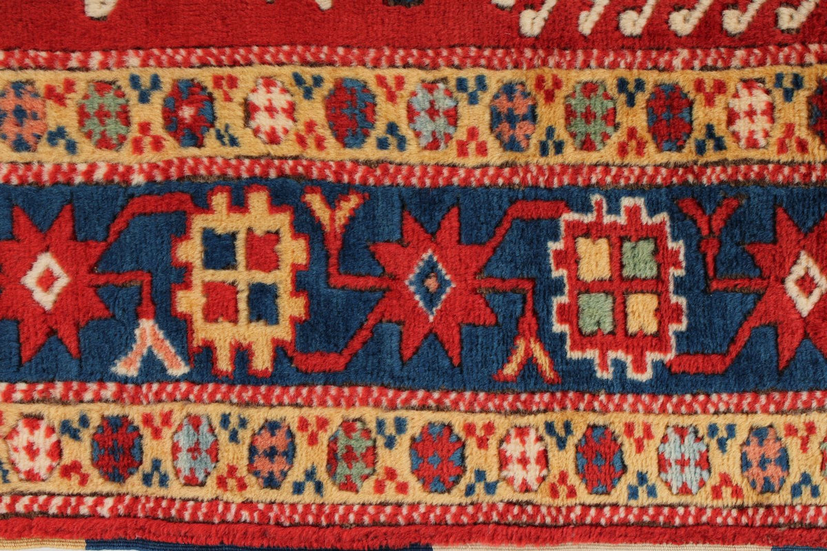 4x5 Red and Navy Turkish Tribal Rug