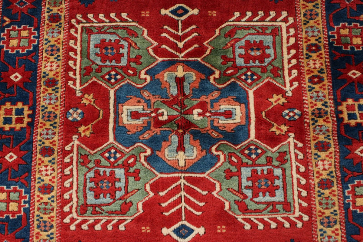 4x5 Red and Navy Turkish Tribal Rug