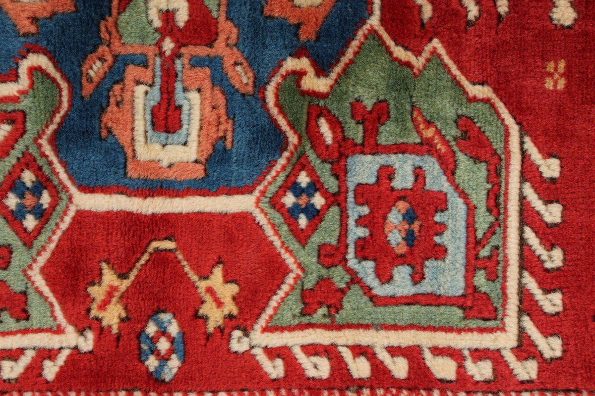 4x5 Red and Navy Turkish Tribal Rug
