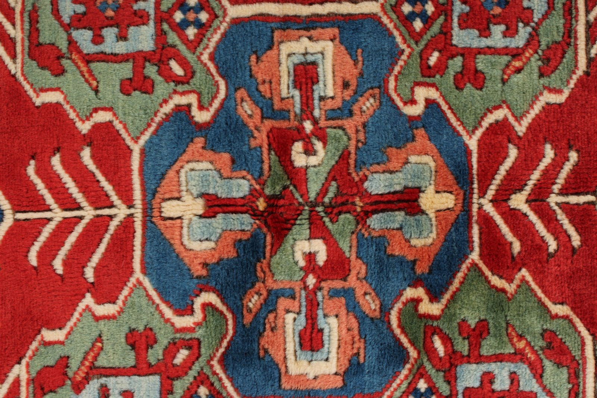 4x5 Red and Navy Turkish Tribal Rug