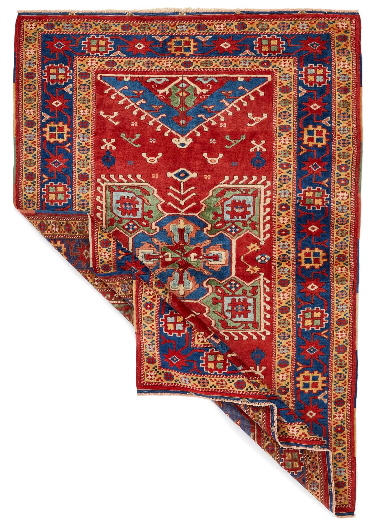 4x5 Red and Navy Turkish Tribal Rug