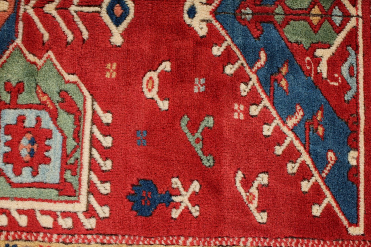 4x5 Red and Navy Turkish Tribal Rug