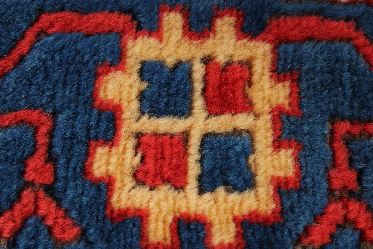 4x5 Red and Navy Turkish Tribal Rug