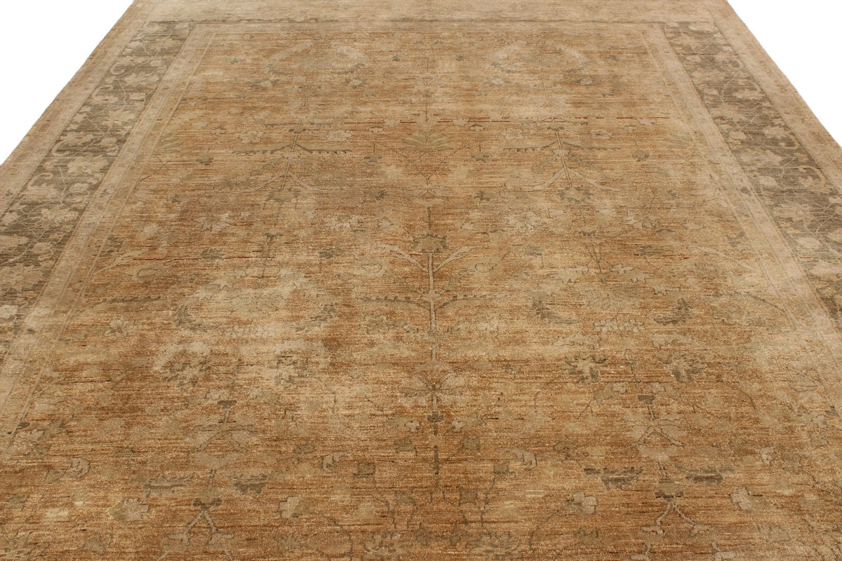 9x11 Brown and Beige Turkish Traditional Rug