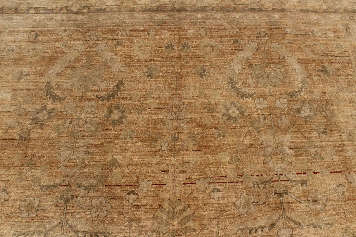 9x11 Brown and Beige Turkish Traditional Rug
