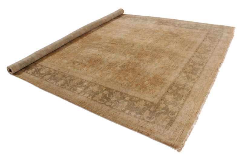 9x11 Brown and Beige Turkish Traditional Rug