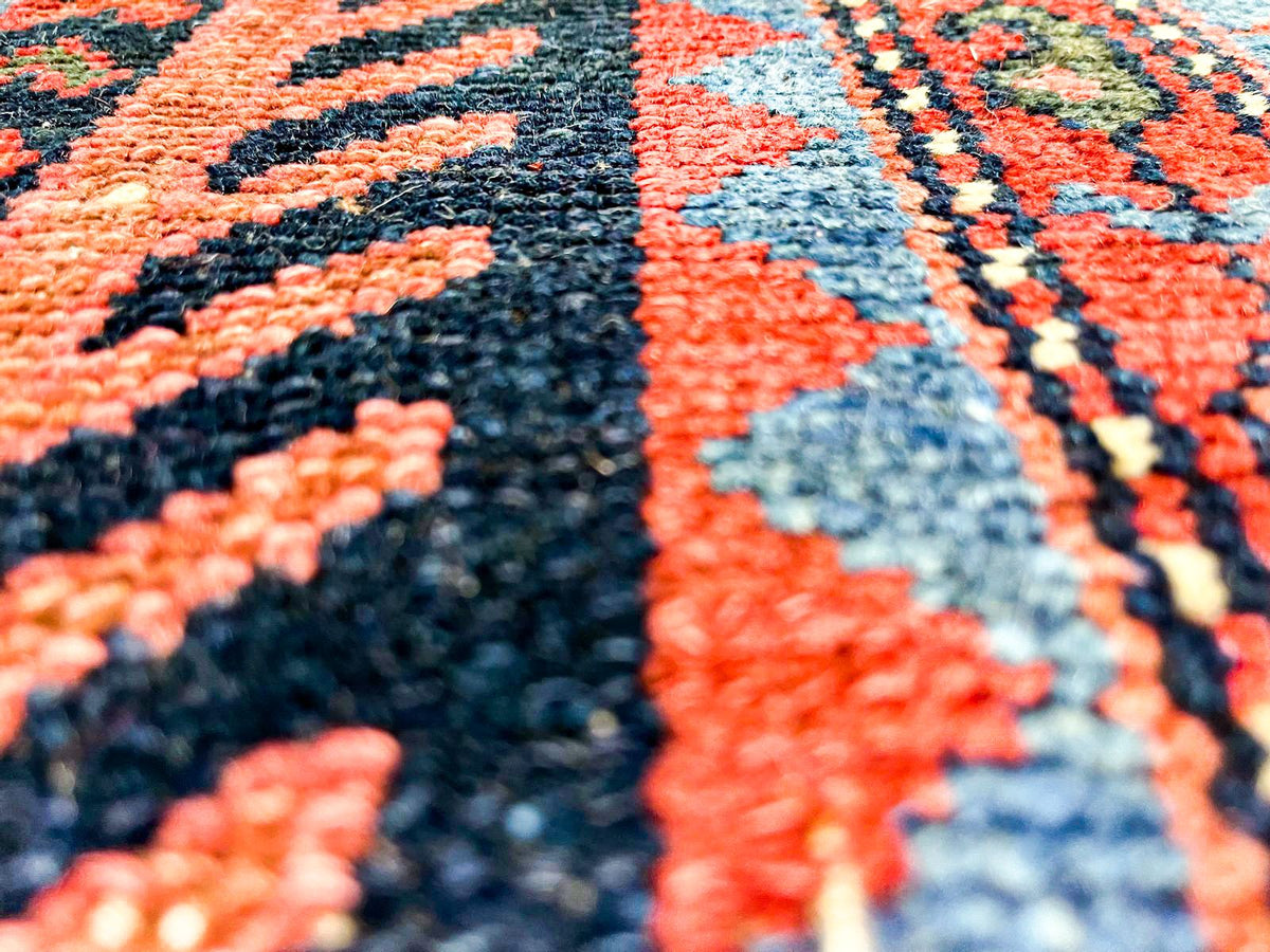 4x9 Navy and Blue Kazak Tribal Runner