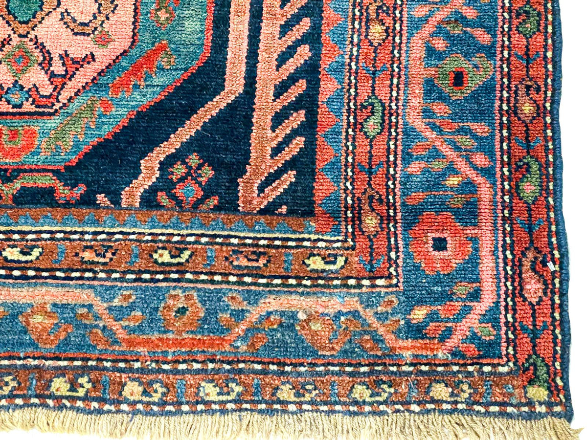 4x9 Navy and Blue Kazak Tribal Runner