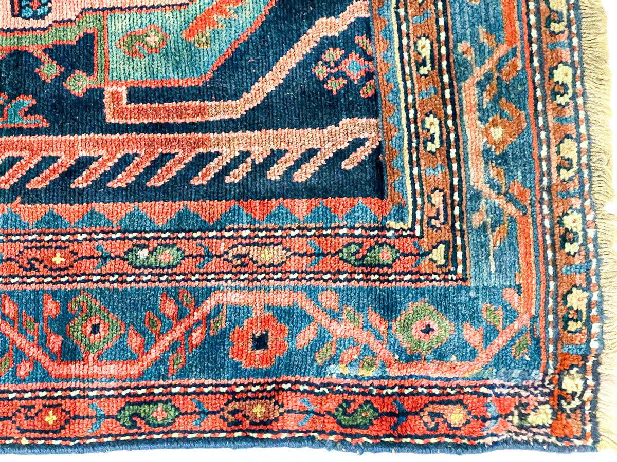4x9 Navy and Blue Kazak Tribal Runner