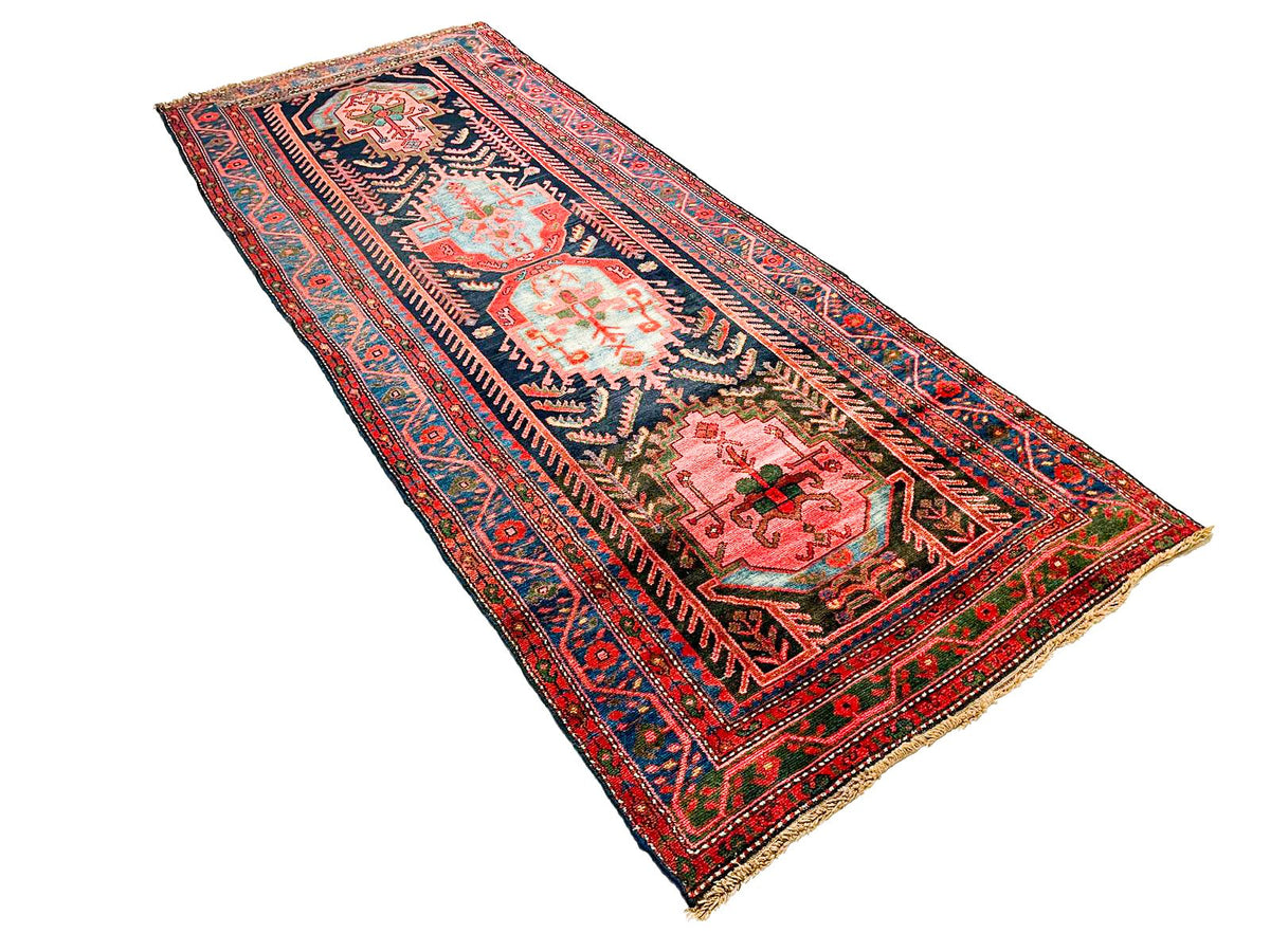 4x9 Navy and Blue Kazak Tribal Runner