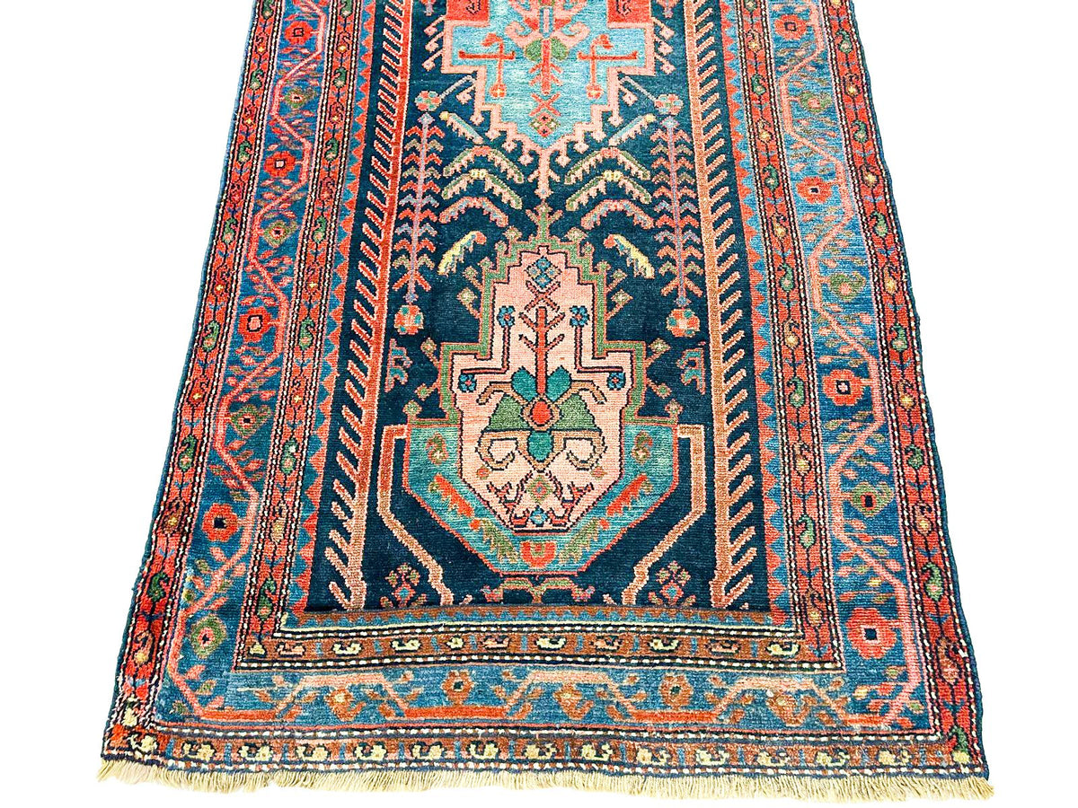 4x9 Navy and Blue Kazak Tribal Runner