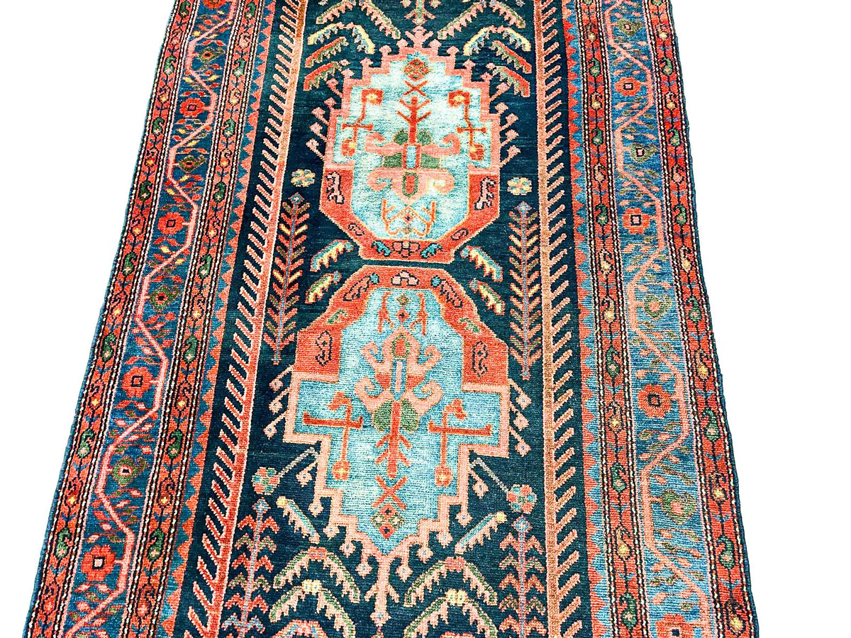 4x9 Navy and Blue Kazak Tribal Runner