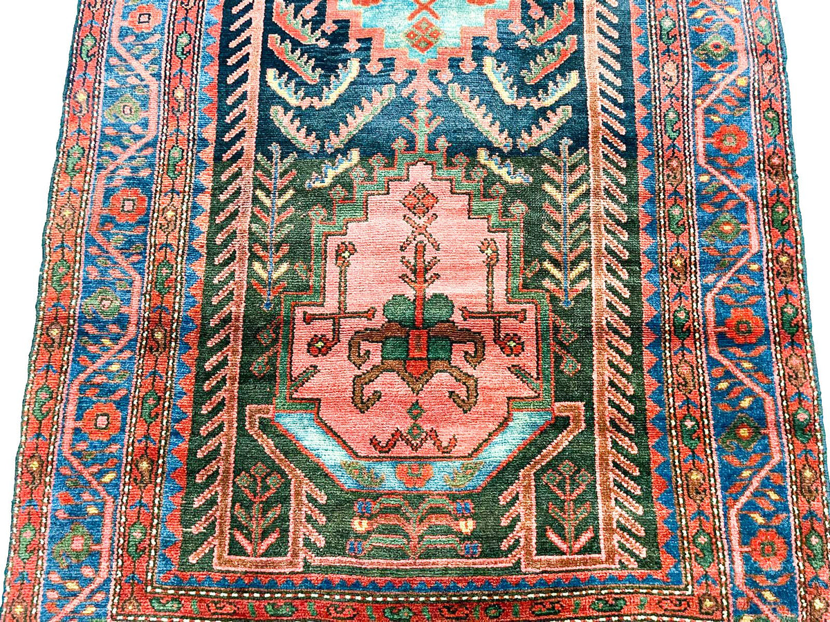 4x9 Navy and Blue Kazak Tribal Runner