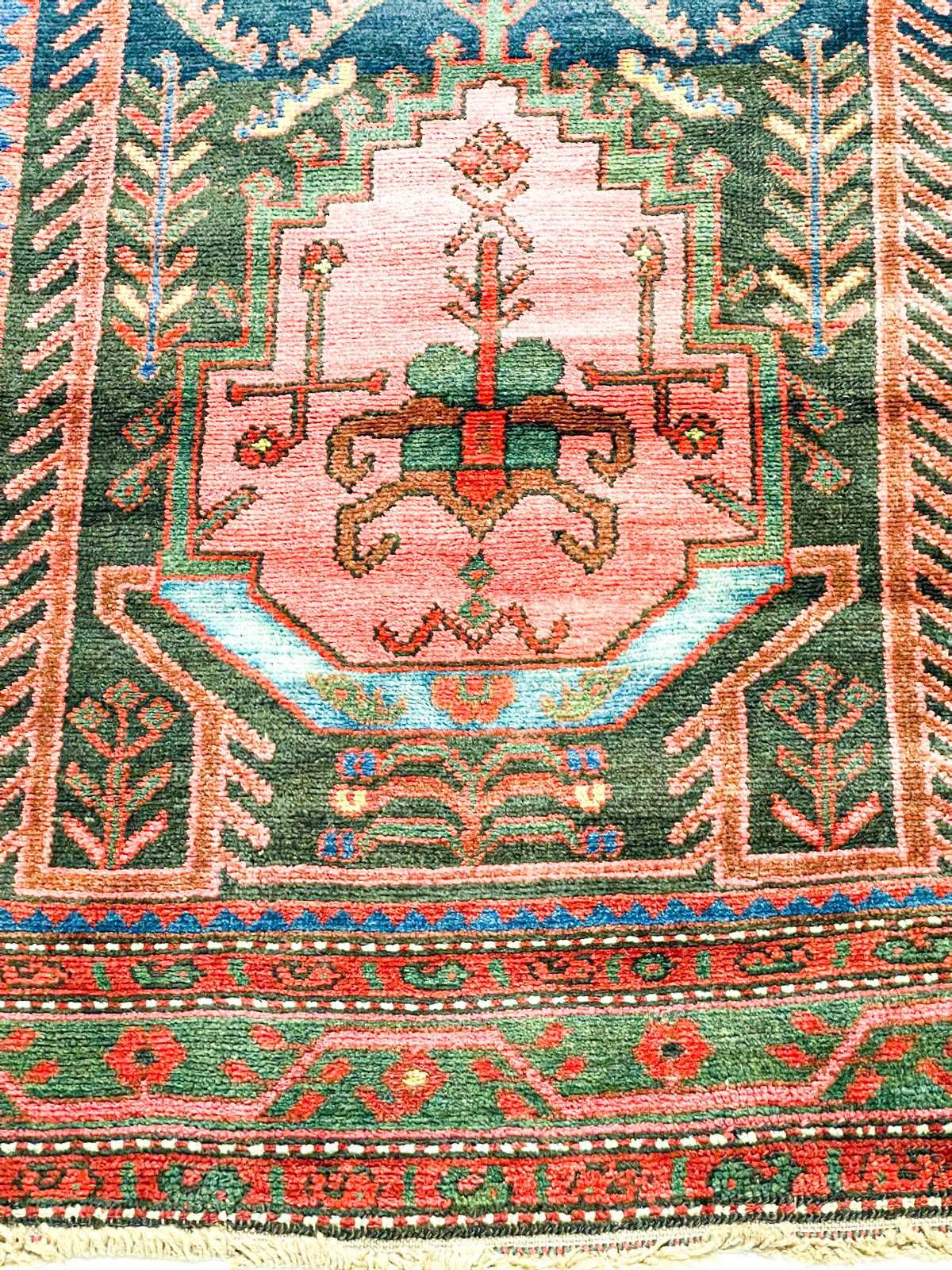4x9 Navy and Blue Kazak Tribal Runner