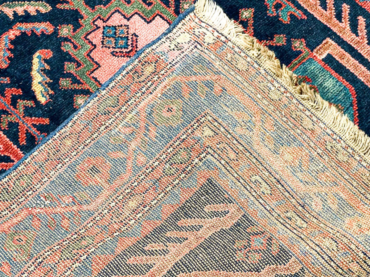 4x9 Navy and Blue Kazak Tribal Runner