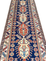 4x9 Navy and Ivory Turkish Tribal Runner