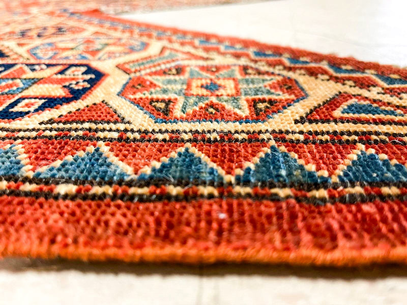 6x7 Red and Ivory Turkish Tribal Rug