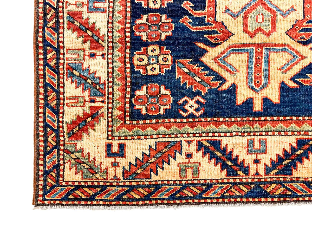 4x9 Navy and Ivory Turkish Tribal Runner