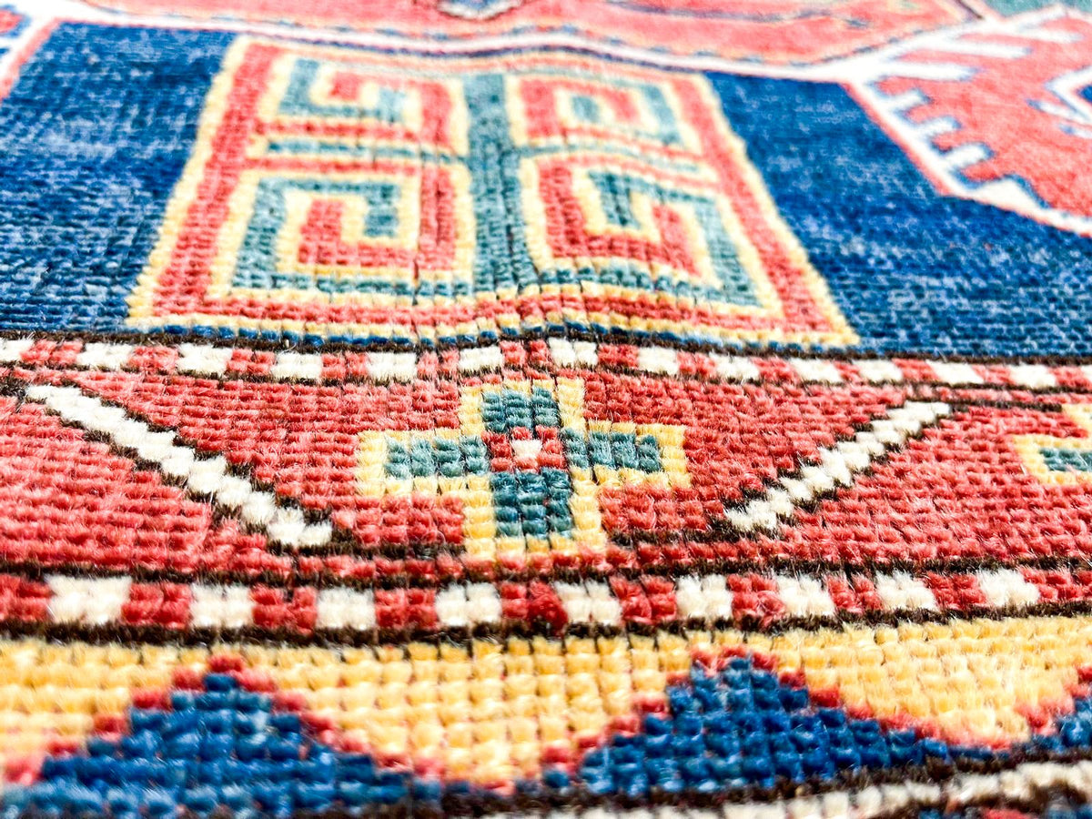 5x6 Navy and Ivory Turkish Tribal Rug