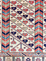 5x7 Ivory and Ivory Turkish Tribal Rug