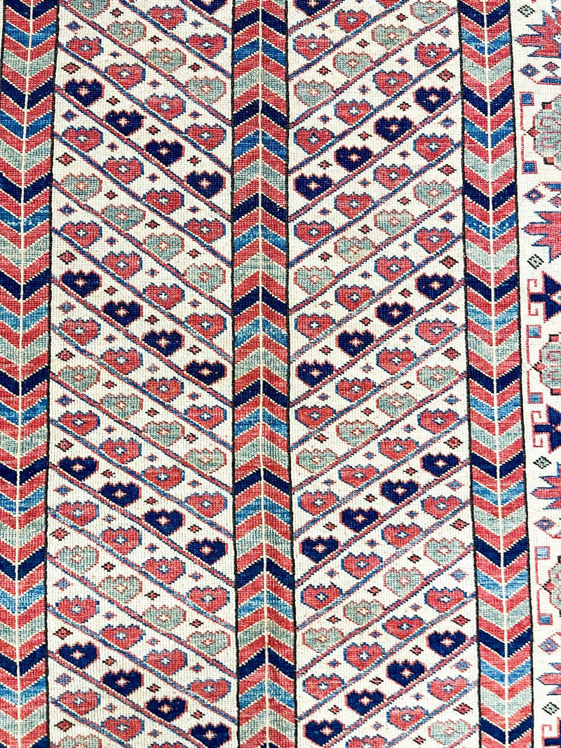 5x7 Ivory and Ivory Turkish Tribal Rug