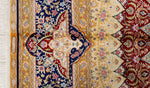 6x9 Multicolor and Navy Turkish Silk Rug