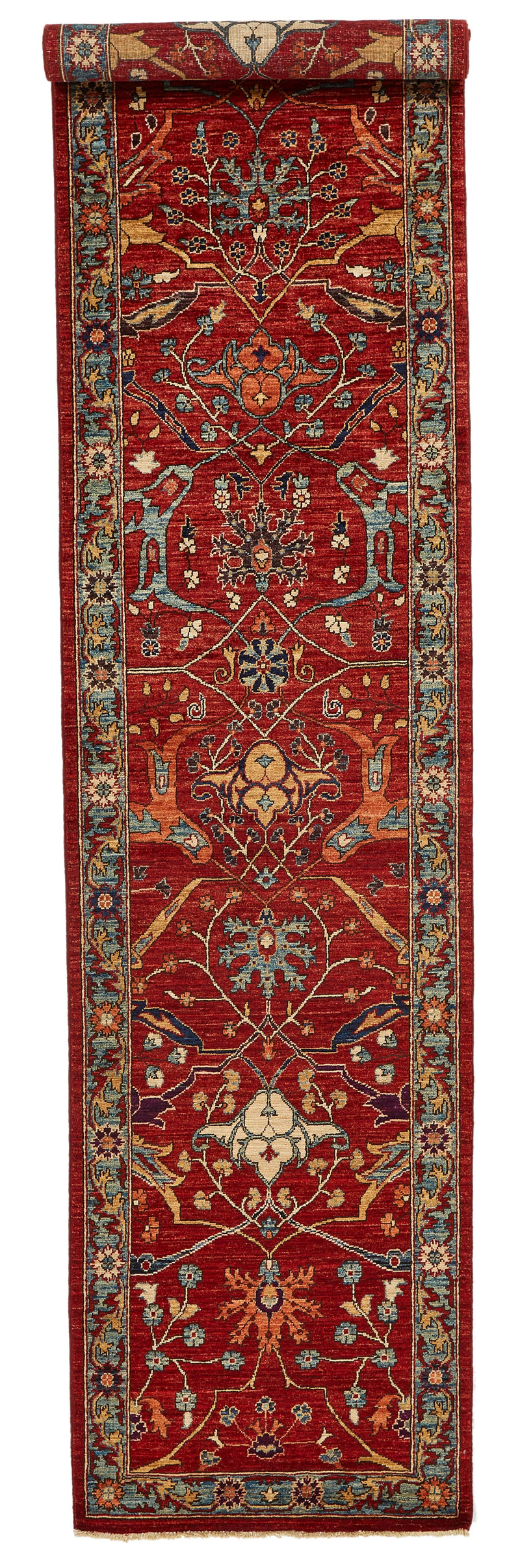 3x11 Red and Green Anatolian Traditional Runner