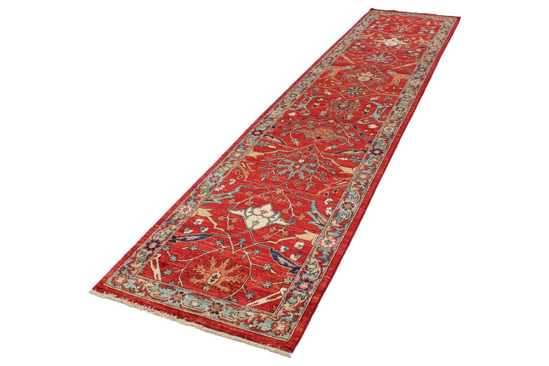 3x11 Red and Green Anatolian Traditional Runner