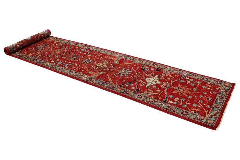 3x11 Red and Green Anatolian Traditional Runner