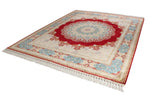 8x10 Red and Blue Turkish Silk Rug