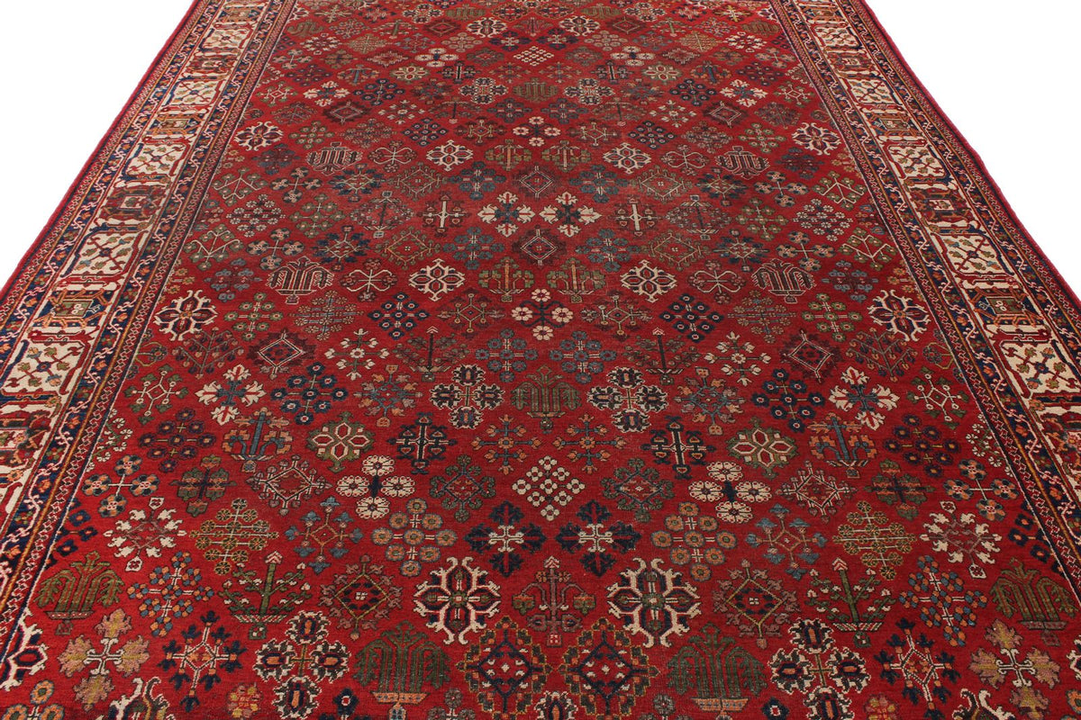8x12 Red and Ivory  Persian Traditional Rug