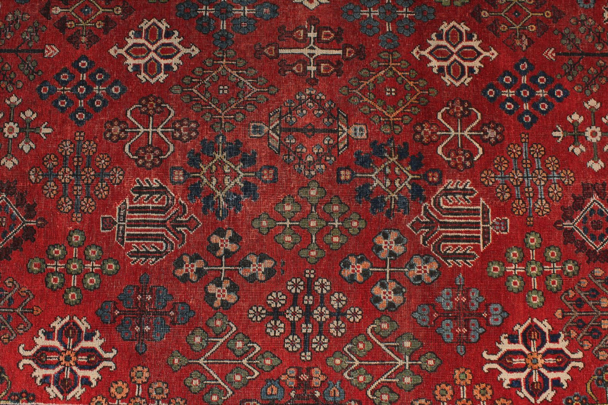 8x12 Red and Ivory  Persian Traditional Rug