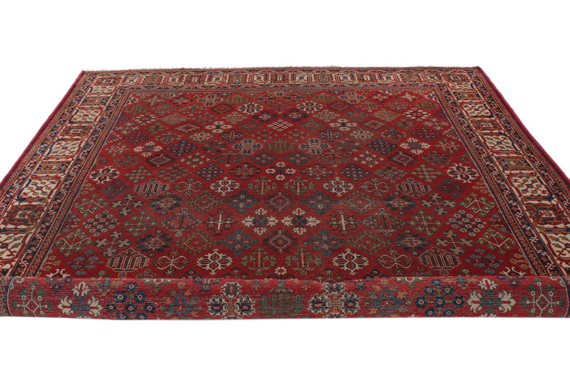 8x12 Red and Ivory  Persian Traditional Rug